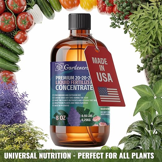 𝐏𝐑𝐎𝐅𝐄𝐒𝐒𝐈𝐎𝐍𝐀𝐋 All-Purpose 20-20-20 Liquid Fertilizer Spray for Lawns, Grass, Plants, Vegetables, Fruits & Flowers | 20-20-20 Liquid Fertilizer for Indoor and Outdoor Plants (32 OZ)