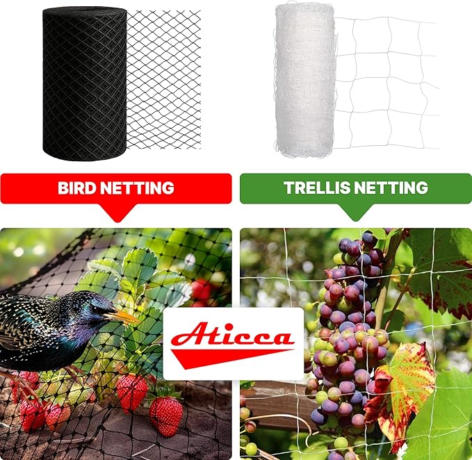 Heavy Duty Bird Netting for Garden Protection & Fruit Trees, 25x25 Ft with 10 Stakes – Black Anti-Bird Net for Poultry, Deer, & Squirrel Protection, Durable Nylon Mesh for Garden and Yard Use