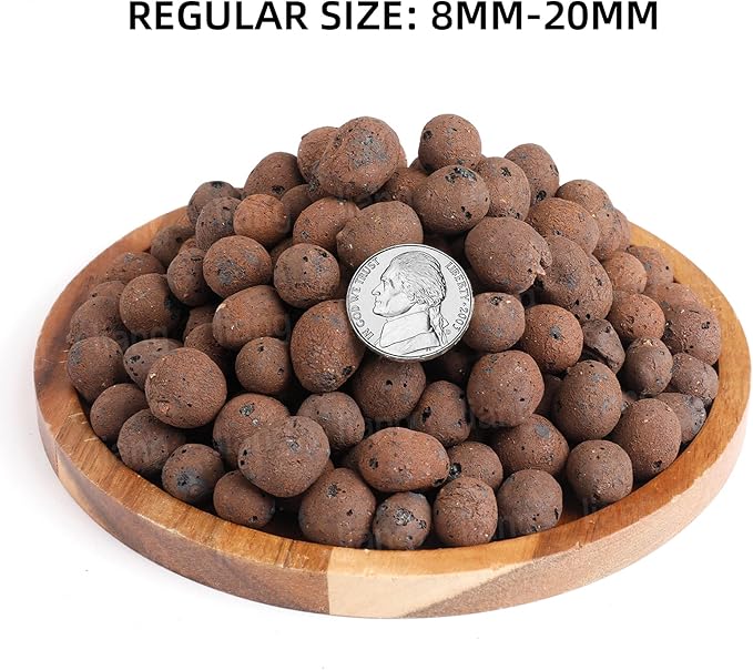 2 Liters Leca Expanded Clay Pebbles 0.4''-0.7'' Grow Media Porous Stones Natural Clay Aggregate Pellet Ventilation Drainage Water Purification Ceramsite for Hydroponics, Orchids, Aquaponics