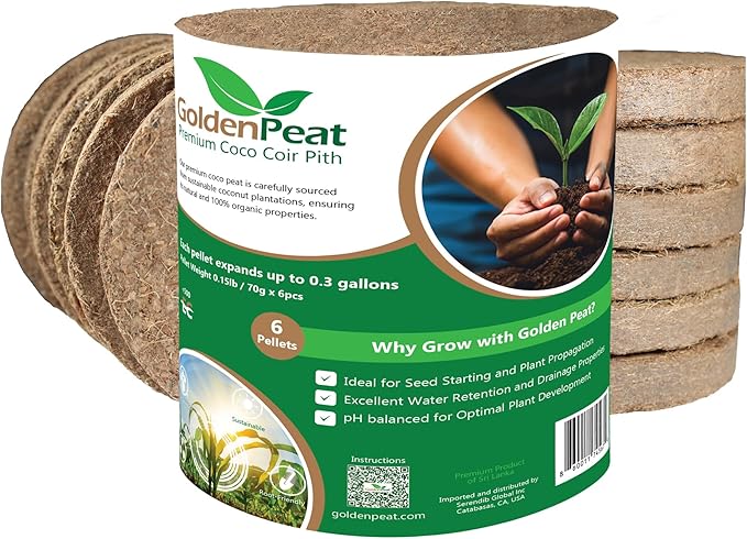 Low EC (<0.5) Coco Peat Seed Starting Mix Pods (94 mm - 24 Pack) for Seedlings. Compressed Seed Starting Coco Pellets, Seed Starter Pods for Indoor/Outdoor Plants, Herbs, Vegetables & Flowers