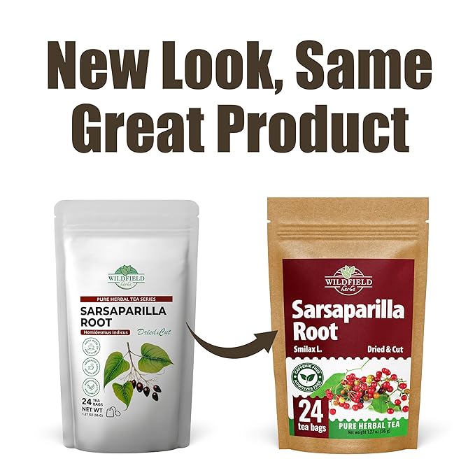 24 Bags Sarsaparilla Root Tea Herbal Tea (Smilax Glabra) - 24 Count 1.5g Sasperella Root Herb Raíz De Zarzaparella