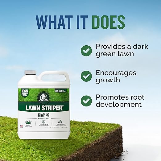 Turf Titan Lawn Striper - Iron & Nitrogen Fertilizer to Promote Dark-Green, Stripe-Defined Turfs - Kids & Pet Safe, Natural - Stunning Green Grass Fertilizer - Covers up to 8,000 Sq Ft