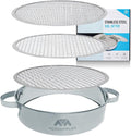 Soil Sifter Set with Handles & 3 Replaceable Mesh Sifters – 30 Cm Stainless Steel Soil Sifter for Gardening, Compost & Bonsai – Large Garden Sifting Tray for Topsoil, Rocks & Sand – Mesh Sieve Set