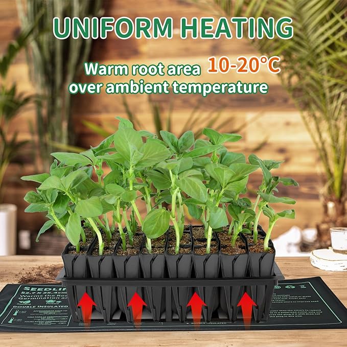 Seedling Heat Mat 3 Pack Durable Waterproof Plant Heating Pad 10"x 20.75" for Germination, Indoor Gardening, Greenhouse