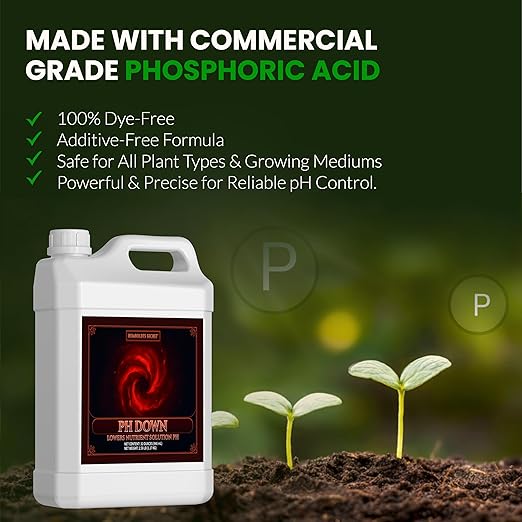 Humboldts Secret pH Down for Plants | Liquid pH Adjuster and Balancer for Soil Coco Hydroponics | Concentrated Phosphoric Acid Solution Supporting Nutrient Uptake and Strong Growth | 32 Ounce