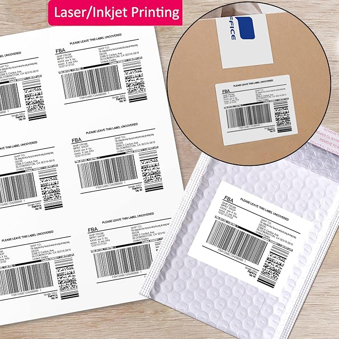3-1/3" x 4" Shipping Address Labels 3000 Label Stickers Paper for Laser/Inkjet Printer 6 per Page Printable Mailing Labels, FBA Box Labels - Matte, 500 Sheets
