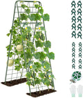 Heavy Duty A-Frame Metal Garden Trellis for Climbing Plants, 50"x17" Inch Tall Plant Support with Clips & Garden Ties for Cucumbers, Squash, Beans & Vines (1)