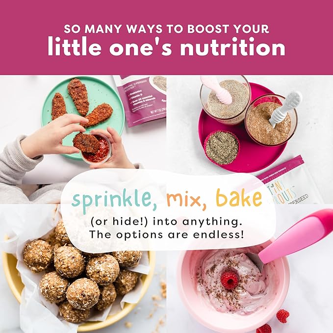 Tiny Sprouts Organic Milled Chia Seeds + Full Serving Probiotic + Vitamin D3 I Kids Superfood Nutrition Booster I Plant-Based Omega-3, Prebiotic Fiber, Calcium, Protein I Gluten-Free, Dairy-Free Superseed Blend I 7 oz x 1 Pack