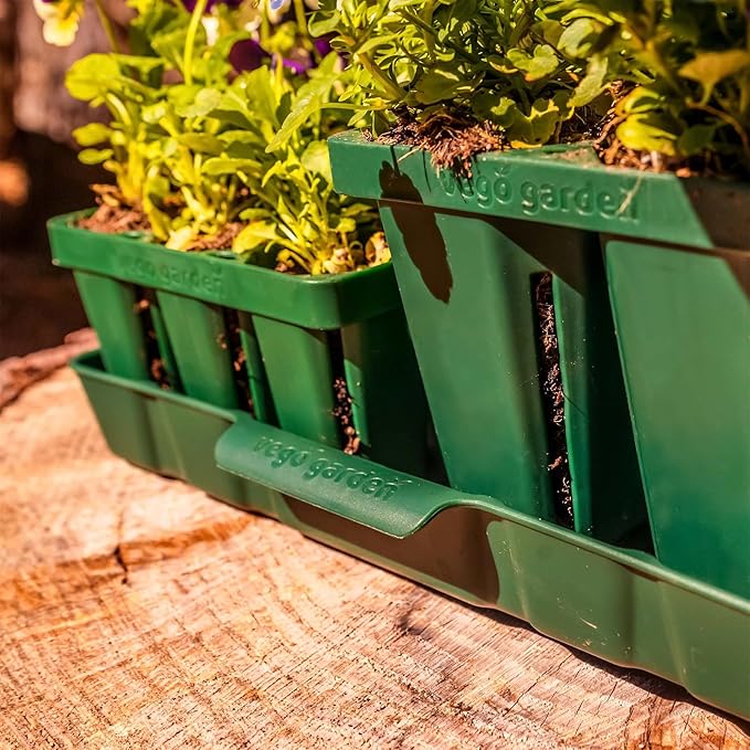 Vego garden Seedling Suite Products, 4 Pack Standard Seedling Trays with 10" x 10" Bottom Watering Trays