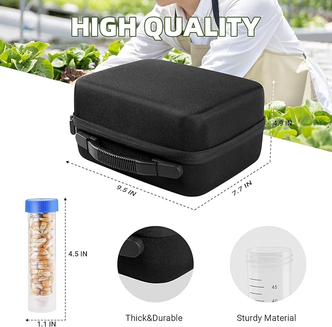 AKIMRABY Large Seed Organizer Storage Box with Sturdy EVA Zipper Bag, 30 Slots Seeds Storage Containers and 120 Label Stickers, Garden Seed Organizer for Gardening Gifts