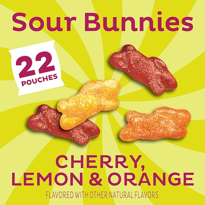 Annie's Sour Bunnies Fruit Flavored Snacks, Cherry, Lemon & Orange Flavors, Made With Organic Fruit Juice, Value Pack, 15.4 oz