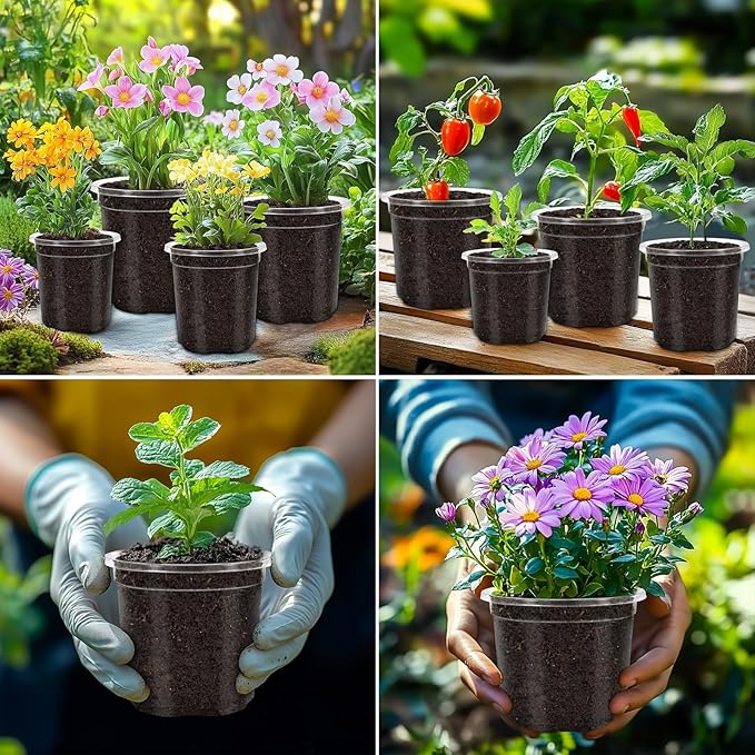 30 Packs 3.5 Inch Reinforced Clear Nursery Pots for Plants with Drainage Holes, High Transparency Planting Plastic Seedling Pots, Seedling Planter Seed Starter with 20 Plant Labels