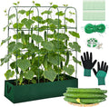 Cucumber Trellis with Raised Garden Bed Metal U-Frame Plant Support with Grow Bags and Climbing Net Garden Trellis for Climbing Plants Cucumber Vegetable Tomato Grape Pea, 50.4 × 17.7 × 51.2 Inch