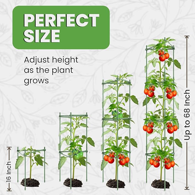 K-Brands Tomato Cage - Tomato Plant Stakes Support Cages, Trellis for Garden & Pots (Tall Upto 68 Inches)