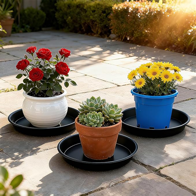 TITE Plant Saucer 14 inch,Heavy Large Planter Durable Thicker Plastic Plant Trays for Indoors and Outdoor,Plant Saucer Drip Trays,Black (14 inch, Black)
