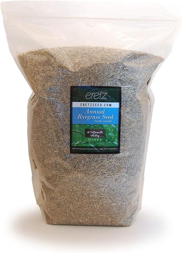 Annual RyeGrass Seed by Eretz - Willamette Valley, Oregon Grown. No fillers, No Weed or Other Crop Seeds (5lb)
