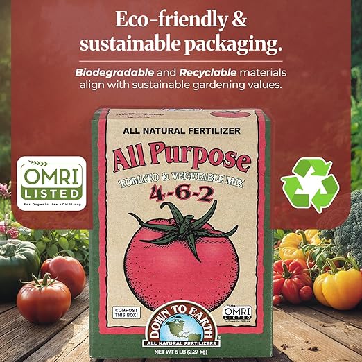 Down to Earth All Purpose 4-6-2 Tomato & Vegetable Mix + Rose & Flower Mix 4-8-4 Fertilizer Bundle | Organic Plant Food for Vegetables, Flowers, Herbs & Bulbs | OMRI-Listed | 5 LB Each