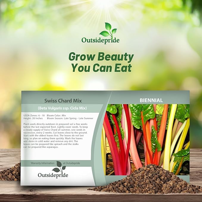 Outsidepride Mix Swiss Chard Seeds for Planting Vegetables & Microgreens - 2000 Pcs Vibrant, Tasty & Highly Nutritious Biennial Vegetable Seeds for Garden Beds, Borders, & Containers
