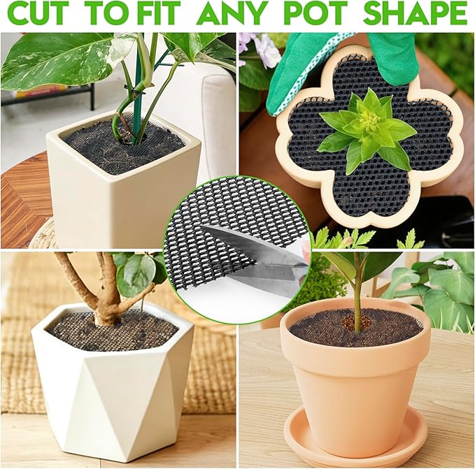 12 Pack Plant Pot Grids - 11.8 Inch Cuttable Soil Cover Protector from Cats, Animals Digging Stopper, Indoor Plant Pot Soil Guard for Outdoor Garden Balcony