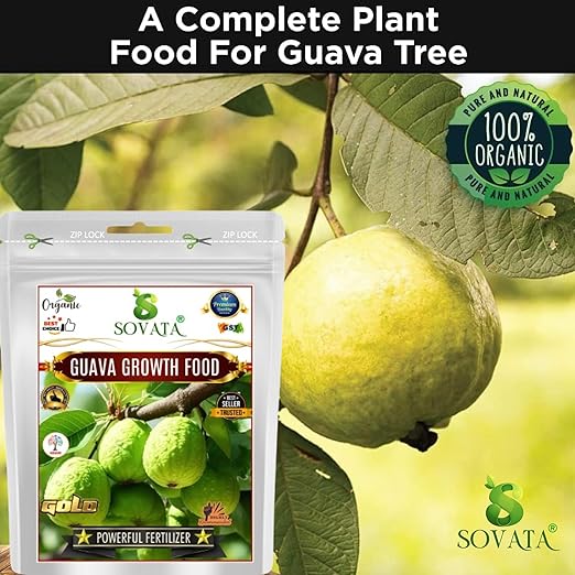 Sovata® Guava Growth Food, Powerful Organic Fertilizer for Fast Growth and Heavy Fruiting of Guava Plants. (900 gm)