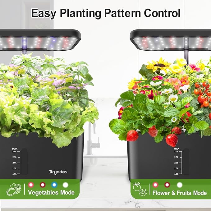 Hydroponics Growing System Indoor Herb Garden, 10-Pod Indoor Gardening System with 24W Full-Spectrum LED Grow Lights, Quiet Smart Water Pump, Plant Germination Kit for Herbs, Vegetables