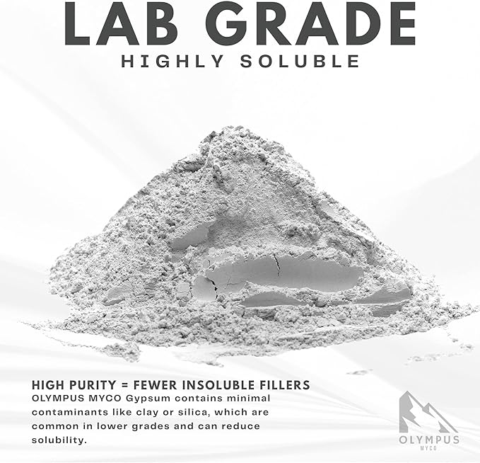 97% Pure Gypsum Powder, 1 lb – High Solubility Calcium Sulfate Dihydrate for Soil, Gardens, Lawns, and Mushroom Substrate