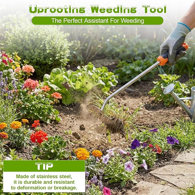 Garden Weed Tool,2026 Portable Weeding Tool,6 Tooth Stainless Steel Hand Weeder Tool,Adopt Anti slip handle,conforms to ergonomic curves,Suitable For Vegetable Cultivation And Horticulture on Farms