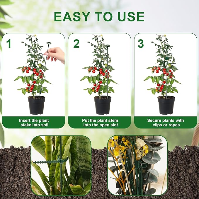5Pack Plant Support Structures, 11'' Twig Plant Sticks with Orchid Clips Mini Scissors & Twist Ties, Flower Stakes for Plants Peony, Tomato Seedling, Marigold, Amaryllis, Sapling, Coreopsis