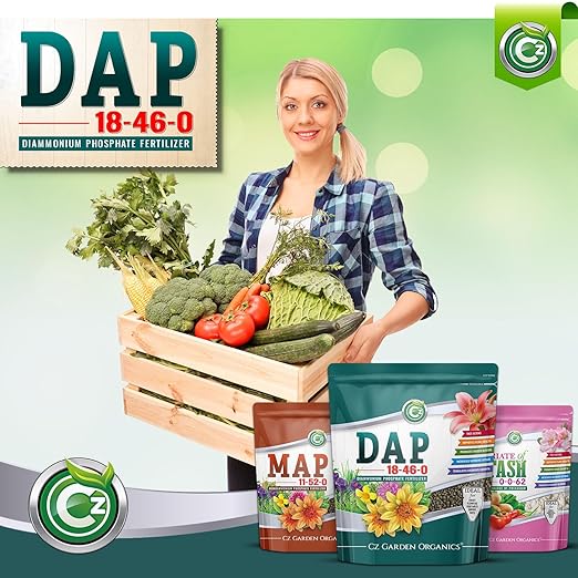 18-46-0 DAP Fertilizer - Made in USA - Nitrogen and Phosphorus Plant Food for Indoor/Outdoor Plants & Flower Gardens - Promotes Vigorous Growth and Big Blooms!