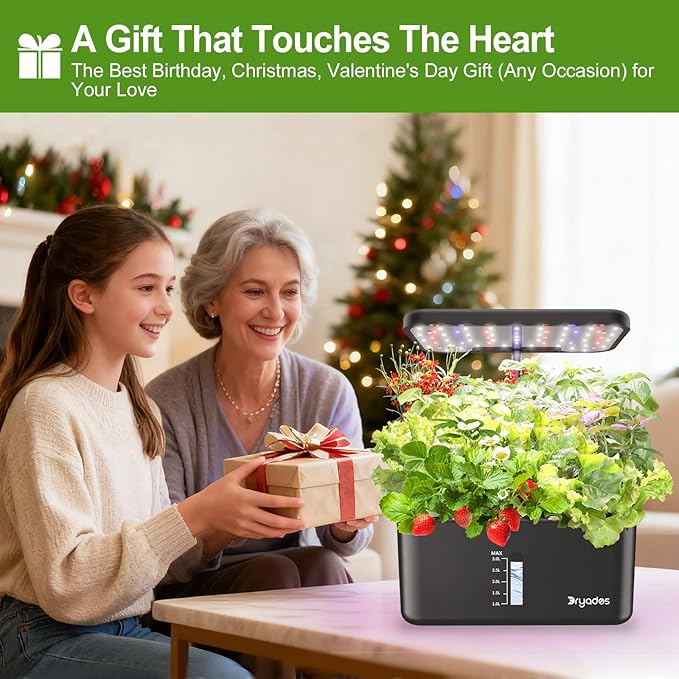 Hydroponics Growing System Indoor Herb Garden, 10-Pod Indoor Gardening System with 24W Full-Spectrum LED Grow Lights, Quiet Smart Water Pump, Plant Germination Kit for Herbs, Vegetables