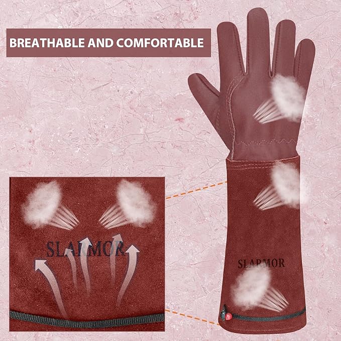 Long Gardening-Gloves Women/Men-Thorn proof Rose Pruning Heavy Duty Gauntlet, Best Garden Gifts for Gardener-S