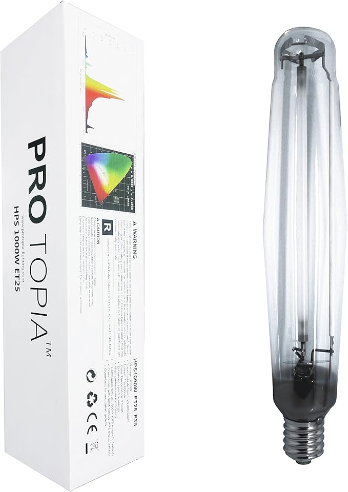 HPS 1000W Pressure Sodium Grow Light Bulb High PAR Enhanced Warm Light Spectrums CCT 2100K Lamp for Plants, 1000W High Pressure Sodium Grow Light