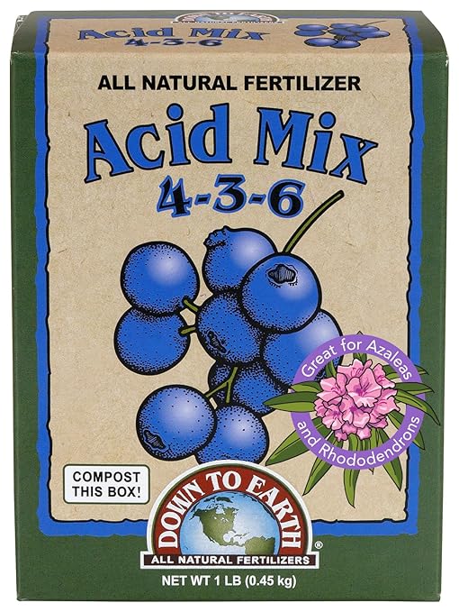 Down To Earth All Natural Fertilizers Organic Acid Mix - Plant Food for Blueberries, Raspberries, Azaleas and Rhododendrons 4-3-6, 1 lb