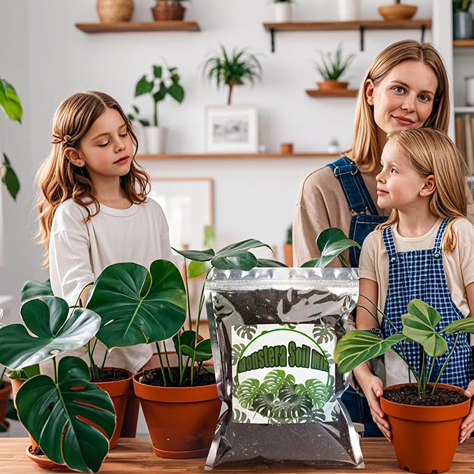 Monstera Potting Soil 4qt - Premium Tropical Blend with Rapid Drainage for Growing and Repotting Monstera Deliciosa (Split-Leaf Philodendron) and Swiss Cheese Plants