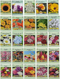 25 Slightly Assorted Flower Seed Packets - Includes 10+ Varieties - May Include: Forget Me Nots, Pinks, Marigolds, Zinnia, Wildflower, Poppy, Snapdragon and More - Made in the USA