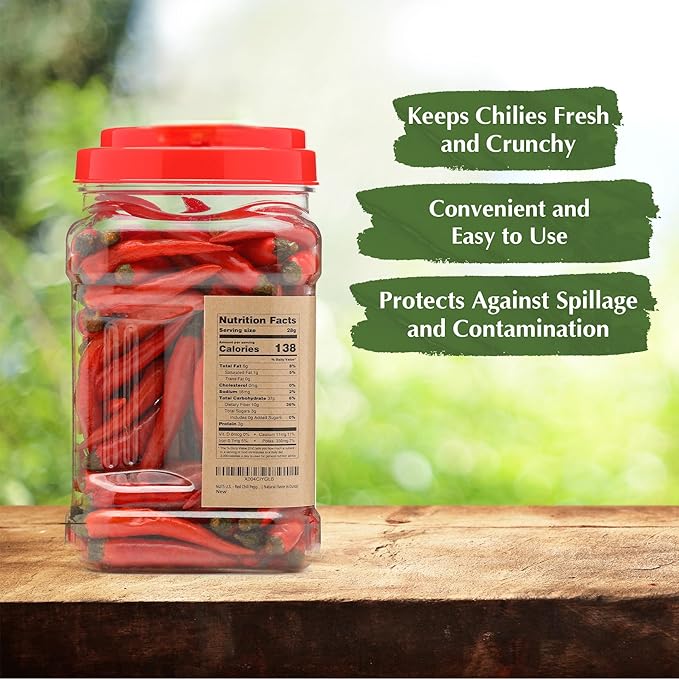 NUTS U.S. – Whole Red Chili Pepper Chips | Spicy Charm | All Natural | Vegan And Non-GMO | No Additives | 4 oz Resealable Jar