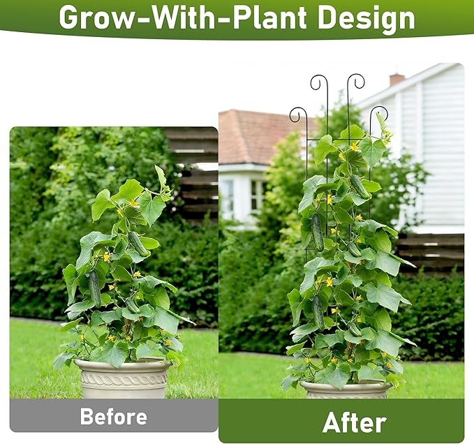 32.6In Metal Plant Trellis for Climbing Plants Indoor, Monstera & Pothos Support Stakes, Tall Expandable Trellis for Potted Plants, Tool-Free Structures, 2 Pack