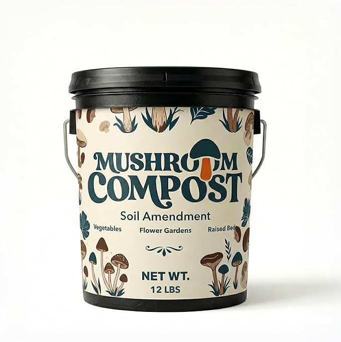 Mushroom Soil Compost Pail, Organic Nutrient-Rich Garden Soil for Vegetables, Flowers, Raised Beds, Lawn & Planting Mix (12 lb)