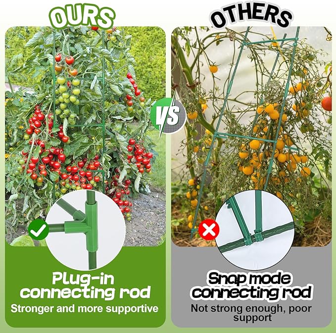 Upgraded Stable Tomato Cages - Durable Tomato Plant Stakes Trellis for Garden, Easy to Assemble, Up to 45Inch, Adjustable Tomato Plant Support for Vertical Climbing Plants Vegetable Flower, 3Pack