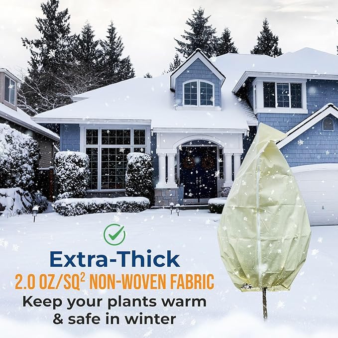 Plant Covers Freeze Protection Large, 78''W x 94’’H Shrub Covers with Zipper and Drawstring, Frost Cloth for Winter, Outdoor Plant Blankets for Cold Weather