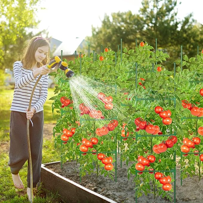 Upgraded Stable Tomato Cages - Durable Tomato Plant Stakes Trellis for Garden, Easy to Assemble, Up to 45Inch, Adjustable Tomato Plant Support for Vertical Climbing Plants Vegetable Flower, 3Pack