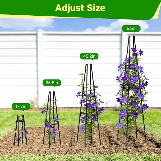 2 Pack Garden Obelisk Trellis for Climbing Plants Outdoor Indoor Pots, Plant Trellis for Climbing Plant Support for Climbing Plants Garden Trellis for Indoor Potted Plants, Vines, Climbing Rose