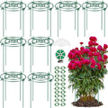 8 Pack Peony Cages and Supports with Plant Support Stakes for Outdoor Indoor Plants 12" D 16" High Tall Heavy Duty Metal Peony Support Cage Ring for Peony Rose Flower Tomato Hydrangea