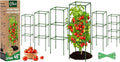 Riare 6 Pack Square Tomato Cages for Garden Plant Support- Up to 45 Inch Tomato Cage Garden Stakes Tomato Trellis for Potted Plants Raised Garden Bed Climbing Vegetables Flowers Outdoor Indoor