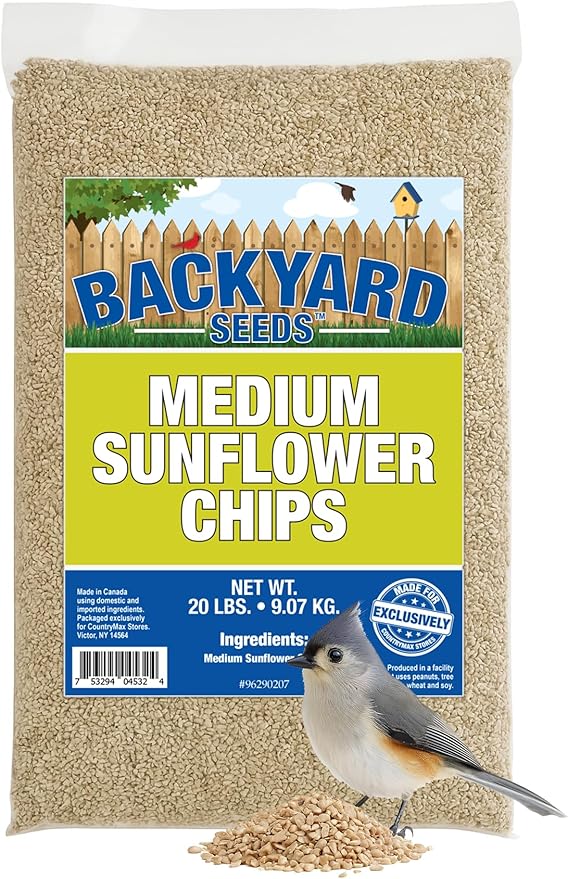 CountryMax Sunflower Chips Medium Sized - Shelled No Waste Bird Seed (20 Pounds)