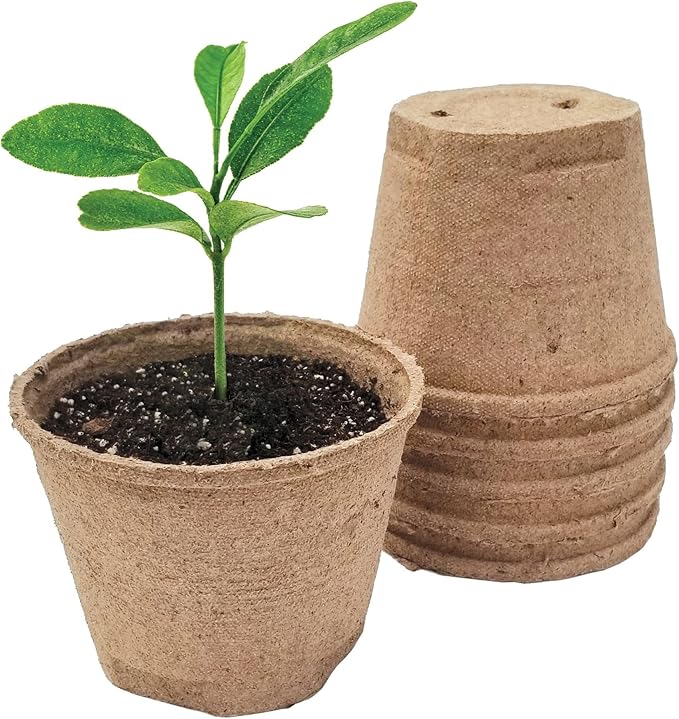 Jiffy Plant Pot - Organic Seed Starting, Biodegradable Pots for Seedlings - 5 in, 100 Pots - Peat