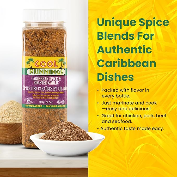 Cool Runnings Caribbean Spice & Roasted Garlic Powder 800g - Used for Grilling, Roasting, and Marinating Meats, Seafood, and Vegetables, Perfect for Rotisserie Chicken