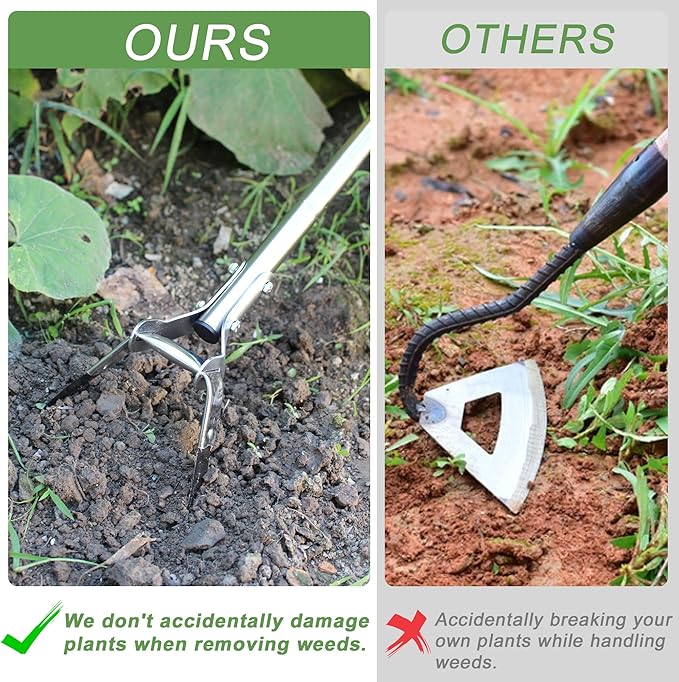 Garden Hoe 3-Height Adjustable - 55.9 Inch Long Handle Weeding Tool, Stainless Steel Heavy Duty Scuffle Hoe for Lawn,Yard & Vegetable Garden