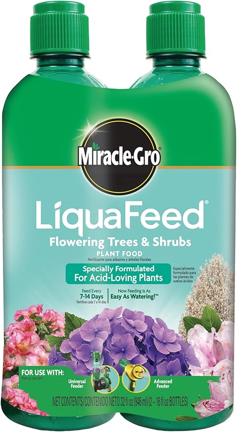 Miracle-Gro LiquaFeed Flowering Trees and Shrubs Plant Food, For In-Ground and Container Plants, 16 oz., 2-Pack