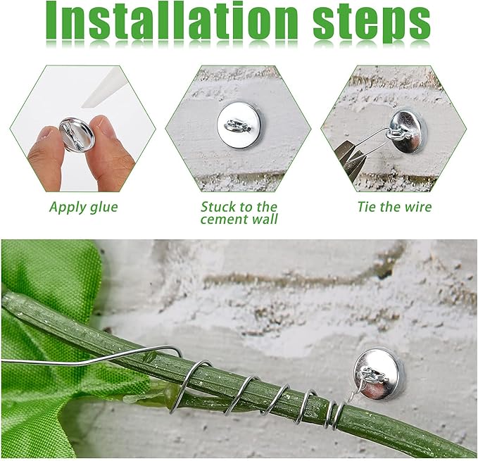 WILLBOND 50 Pieces Garland Hanging Hooks Plant Anchors for Trellis Plant Vine Trellis Anchor Wall Fixture Clips for Garland Light Decorations (Silver)